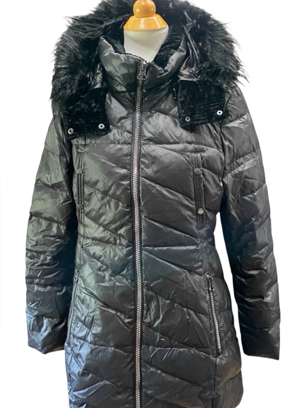 Marc New York 164854 Women's Shirley Faux Fur Trim Hood Parka Black Sz.Large - Picture 3 of 15